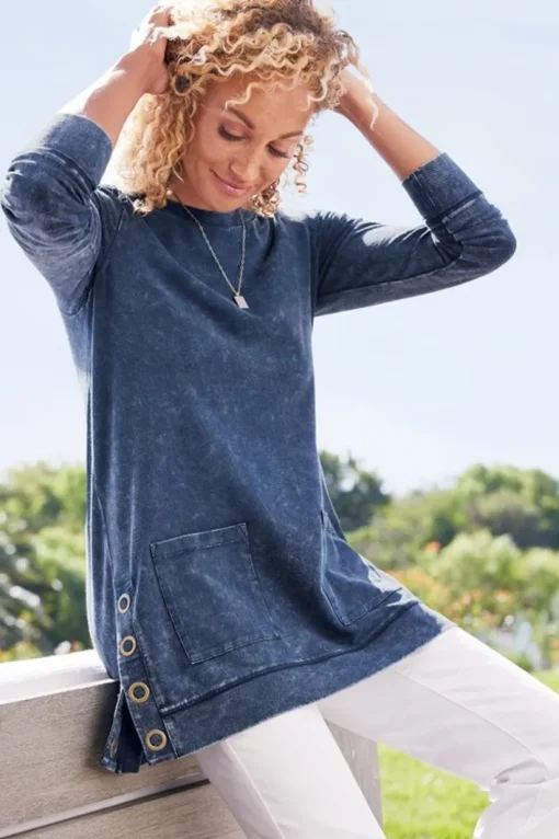 Washed Make It Snappy Pullover